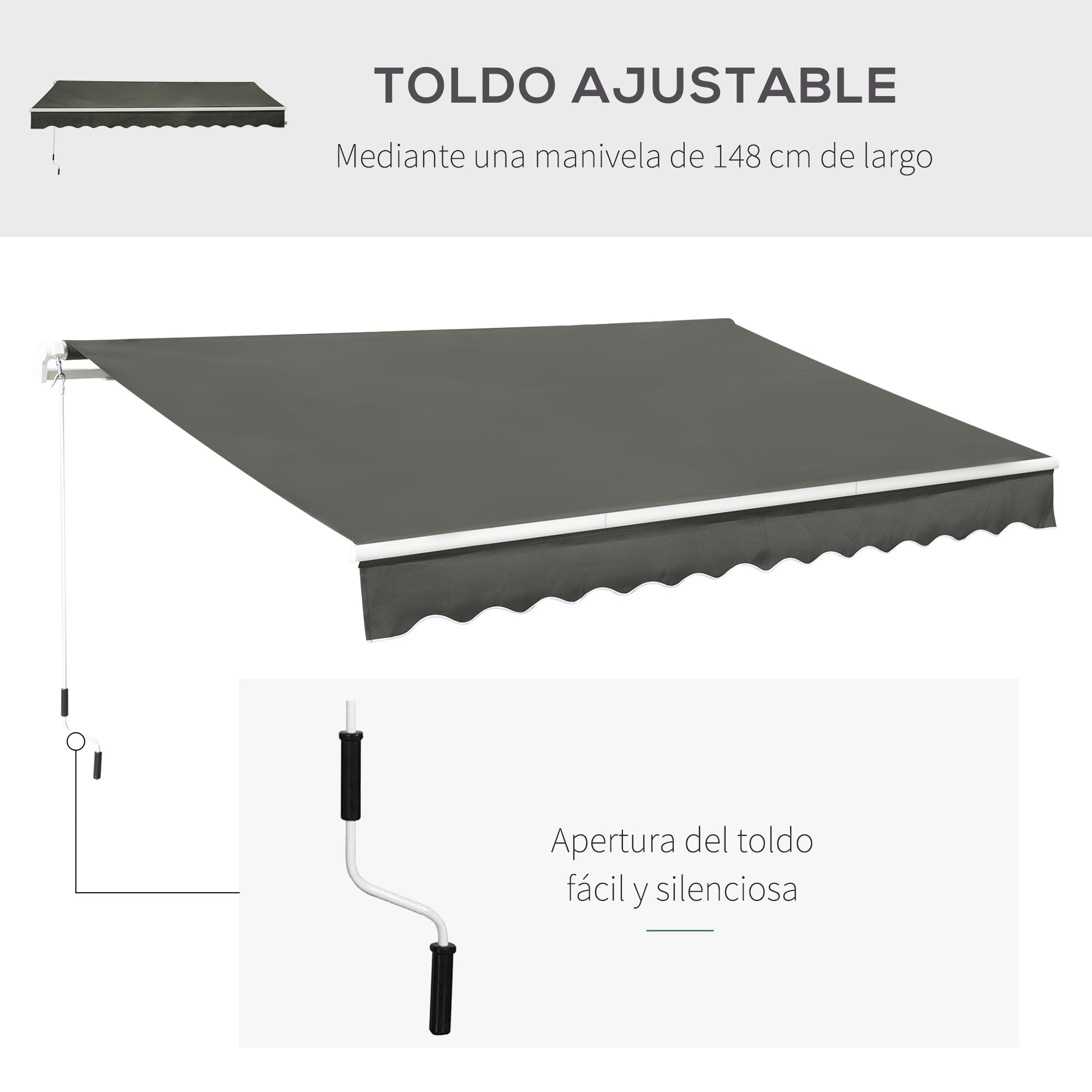 Outsunny Toldo Manual Retráctil 350x250 Cm_5