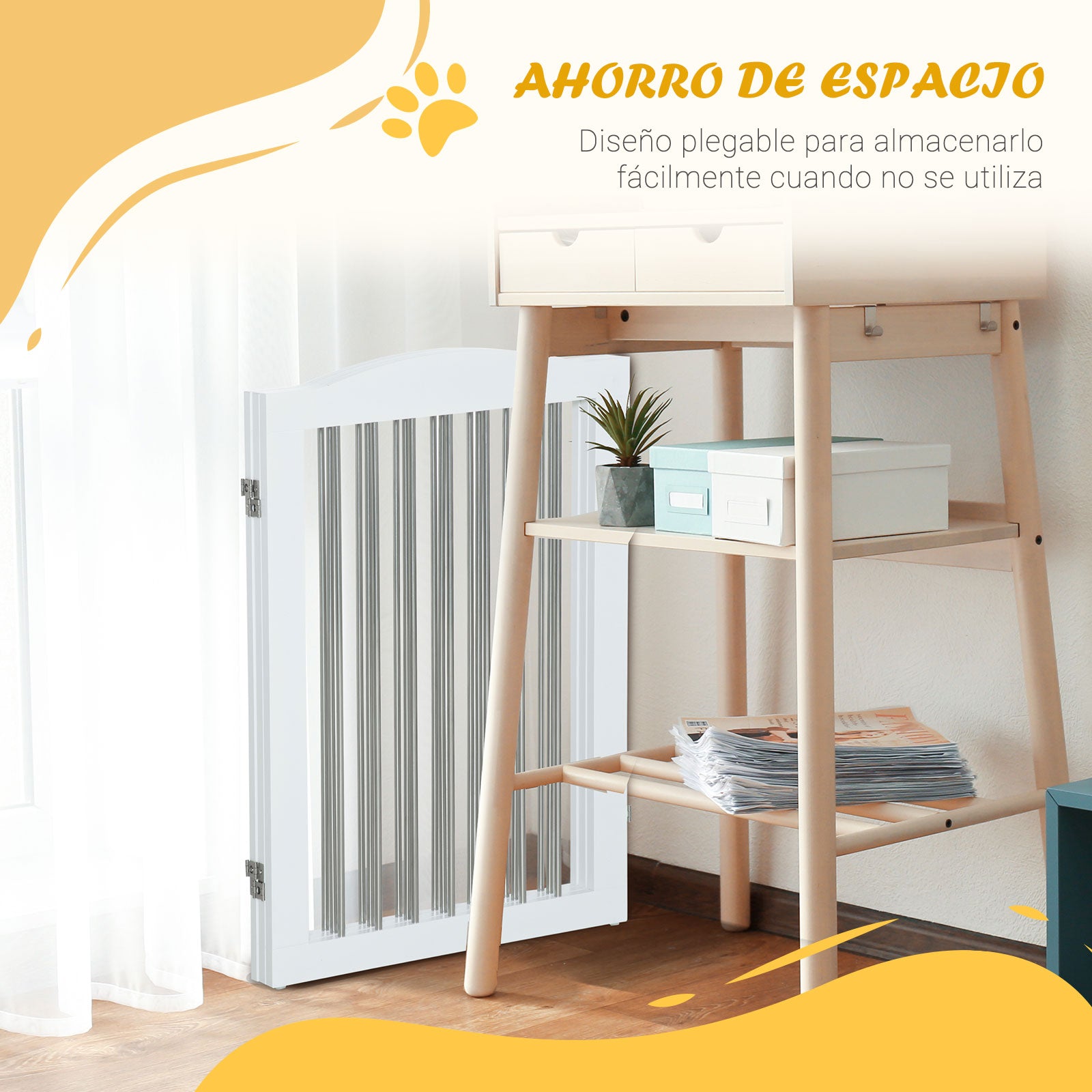 Pawhut Barrera De Seguridad Para Perros Plegable 154x30x80 Cm Con Soporte De Pie_4