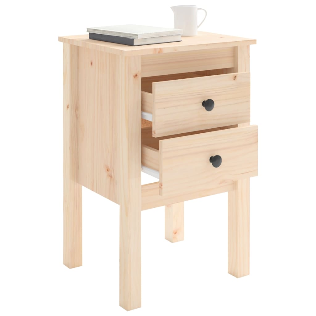Mesita De Noche Madera Maciza De Pino 40x35x61,5 Cm_2