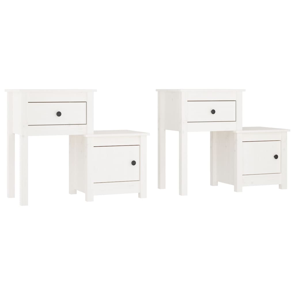 Mesitas De Noche 2 Uds Madera De Pino Blanco 79,5x38x65,5 Cm_0