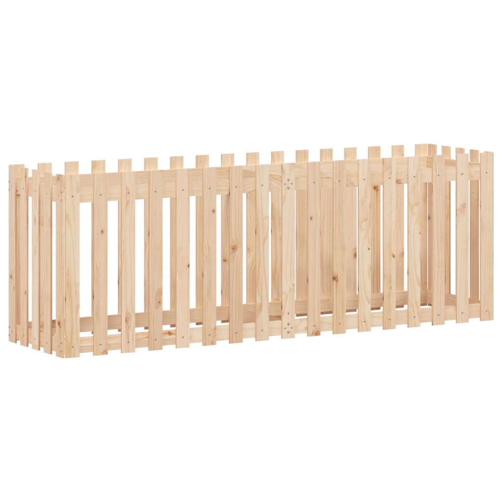 Arriate Elevado Jardín Con Valla Madera Maciza Pino 200x50x70cm_3