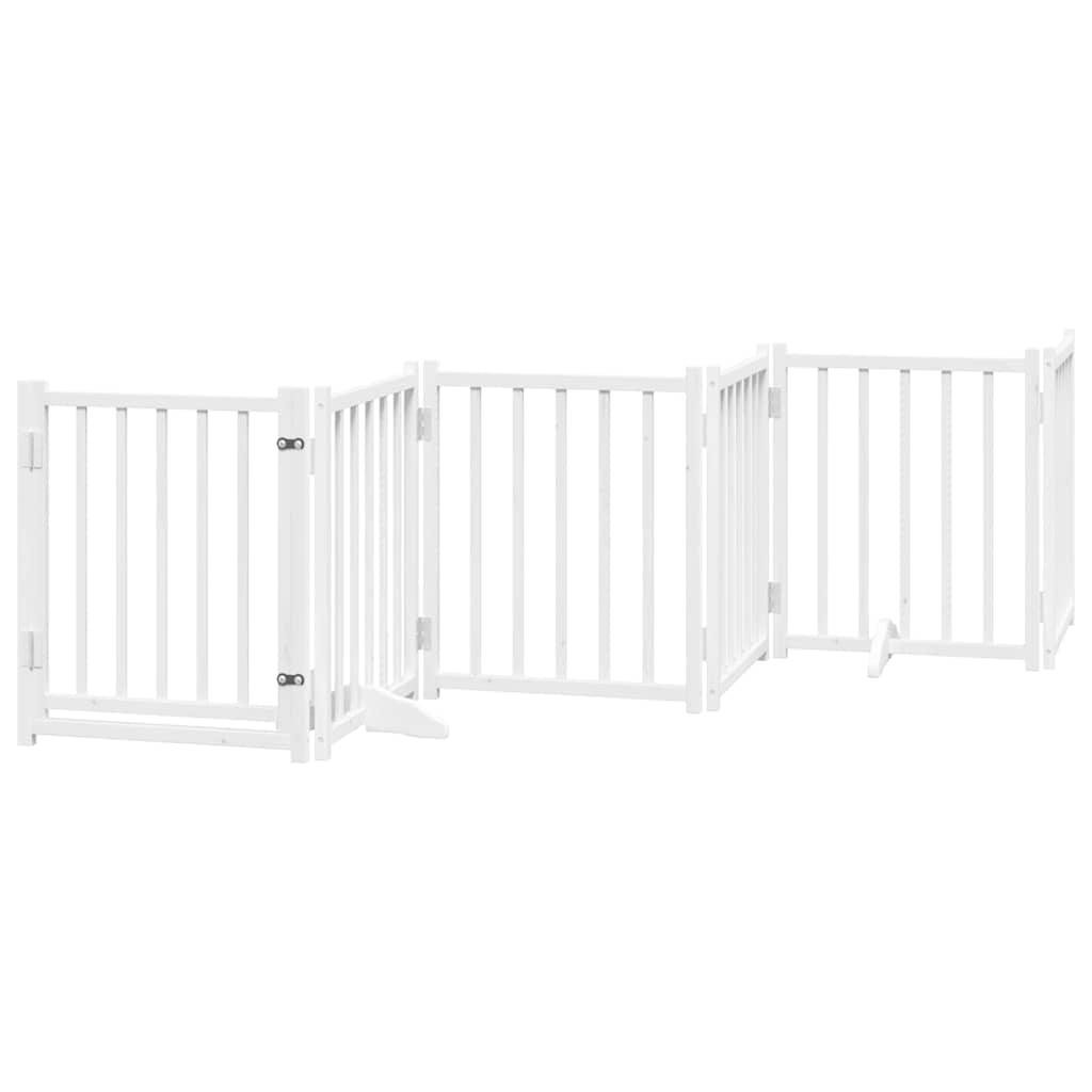 Vidaxl Puerta De Perros Plegable 6 Paneles Madera Abeto Blanco 300 Cm_0