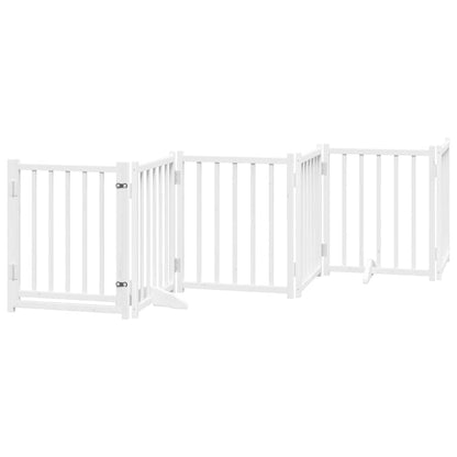 Vidaxl Puerta De Perros Plegable 6 Paneles Madera Abeto Blanco 300 Cm_0