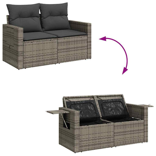 Set De Sofás De Jardín Con Cojines 9 Pzas Ratán Sintético Gris / Vetonek_0