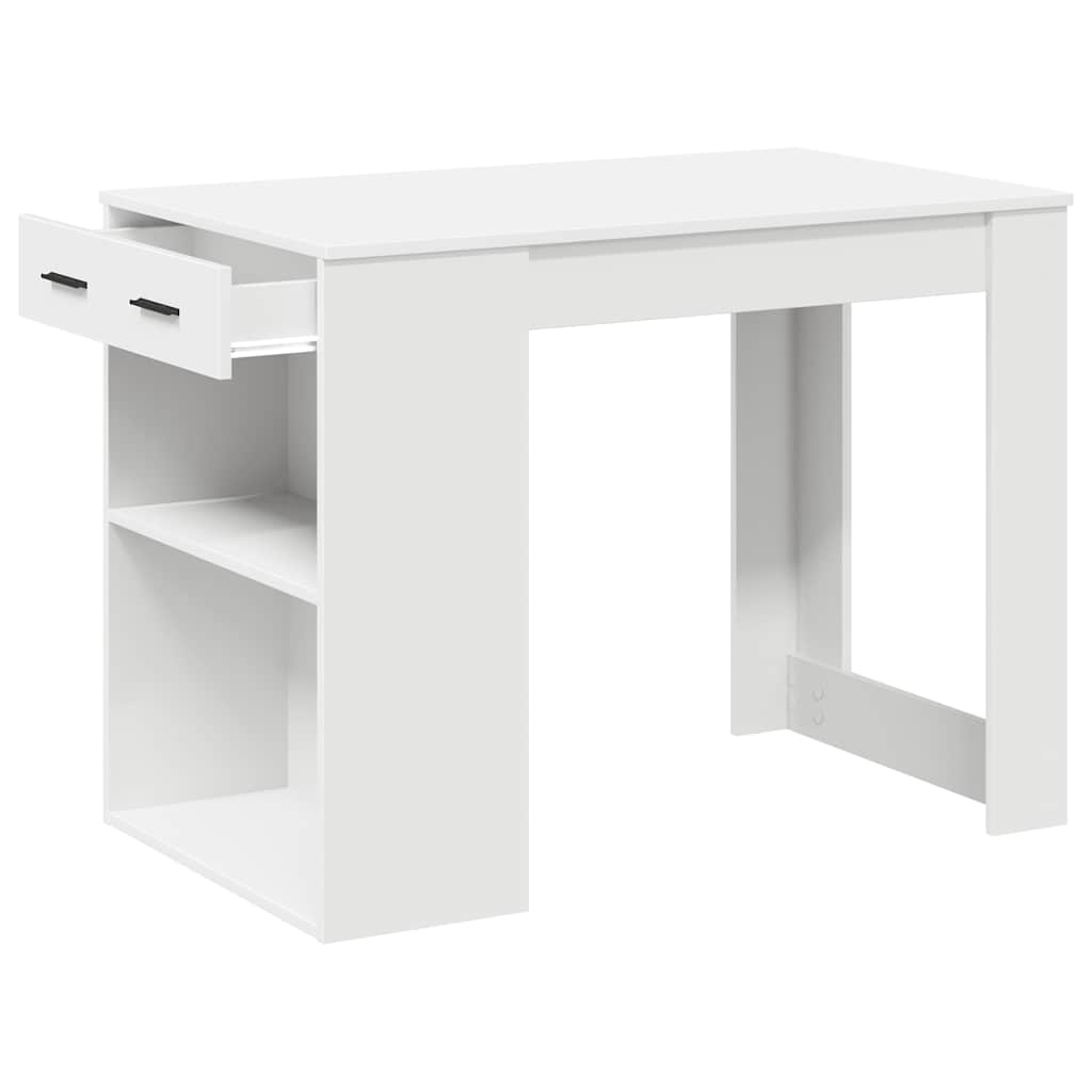 Escritorio Con Cajón Y Estante Madera Contrachapada Blanco_3