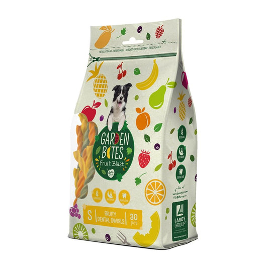 Garden Bites Fruity Dental Swirls Snack dental para perros S 30 uds Duvo