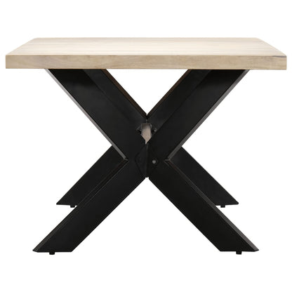 Mesa De Comedor Madera Maciza De Mango Blanco 200x100x75 Cm_1