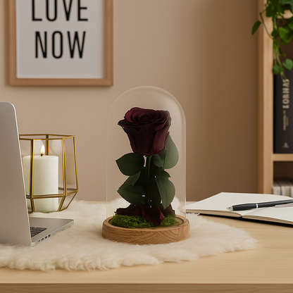 Mundo Eterno Rosa En Cúpula Burdeos 12x20cm