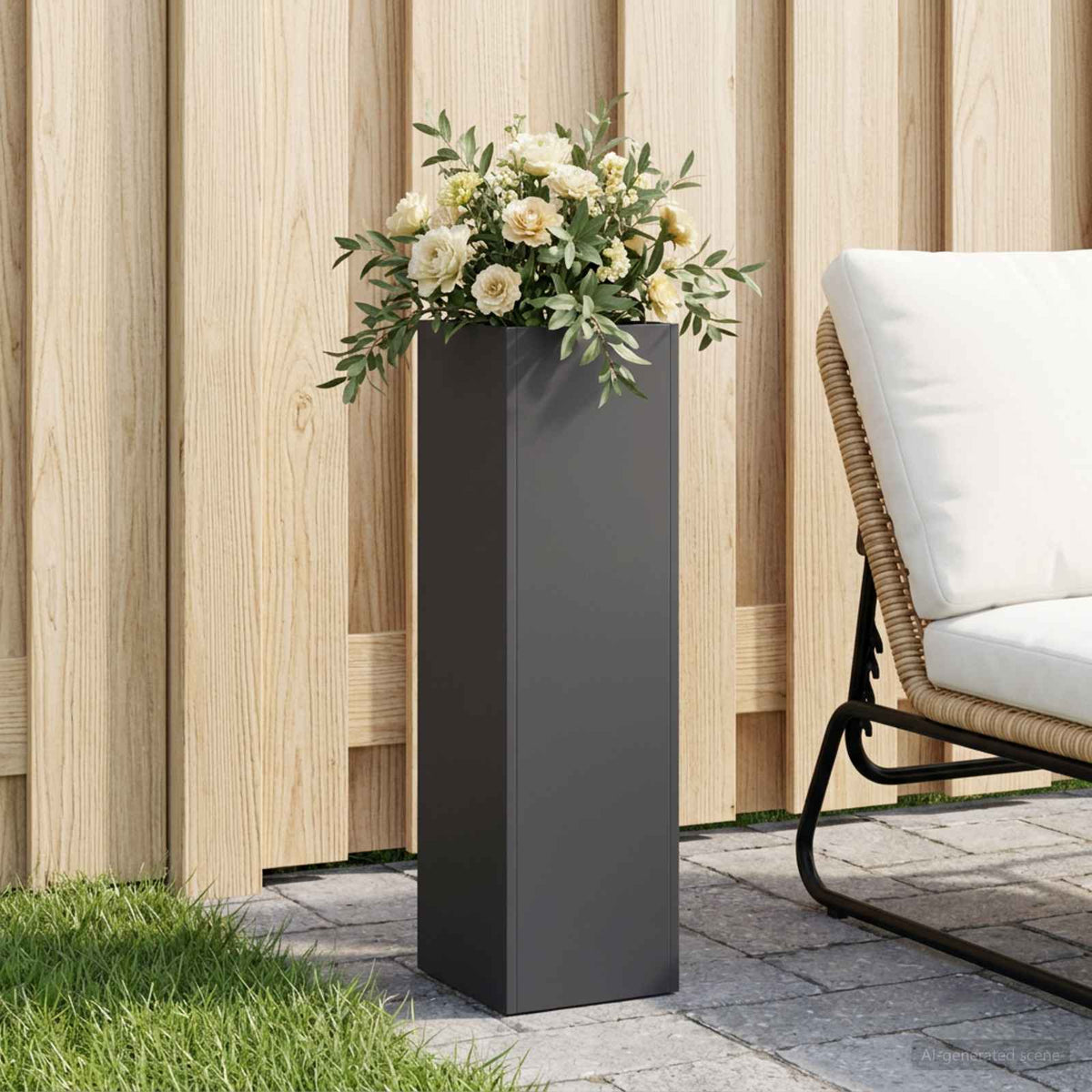 Macetero De Jardín Negro 20 X 20 X 75 Cm Acero Laminado En Frío_1