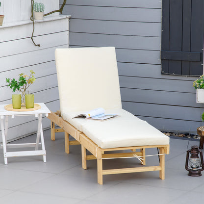 Outsunny Tumbona Madera Plegable Con Respaldo Ajustable 4 Posiciones 195x59x30cm_1