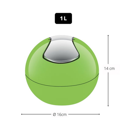 Spirella Colección Bowl, Papelera Ø16 X 14 Cm (1 Litro), Poliestirol, Verde_1