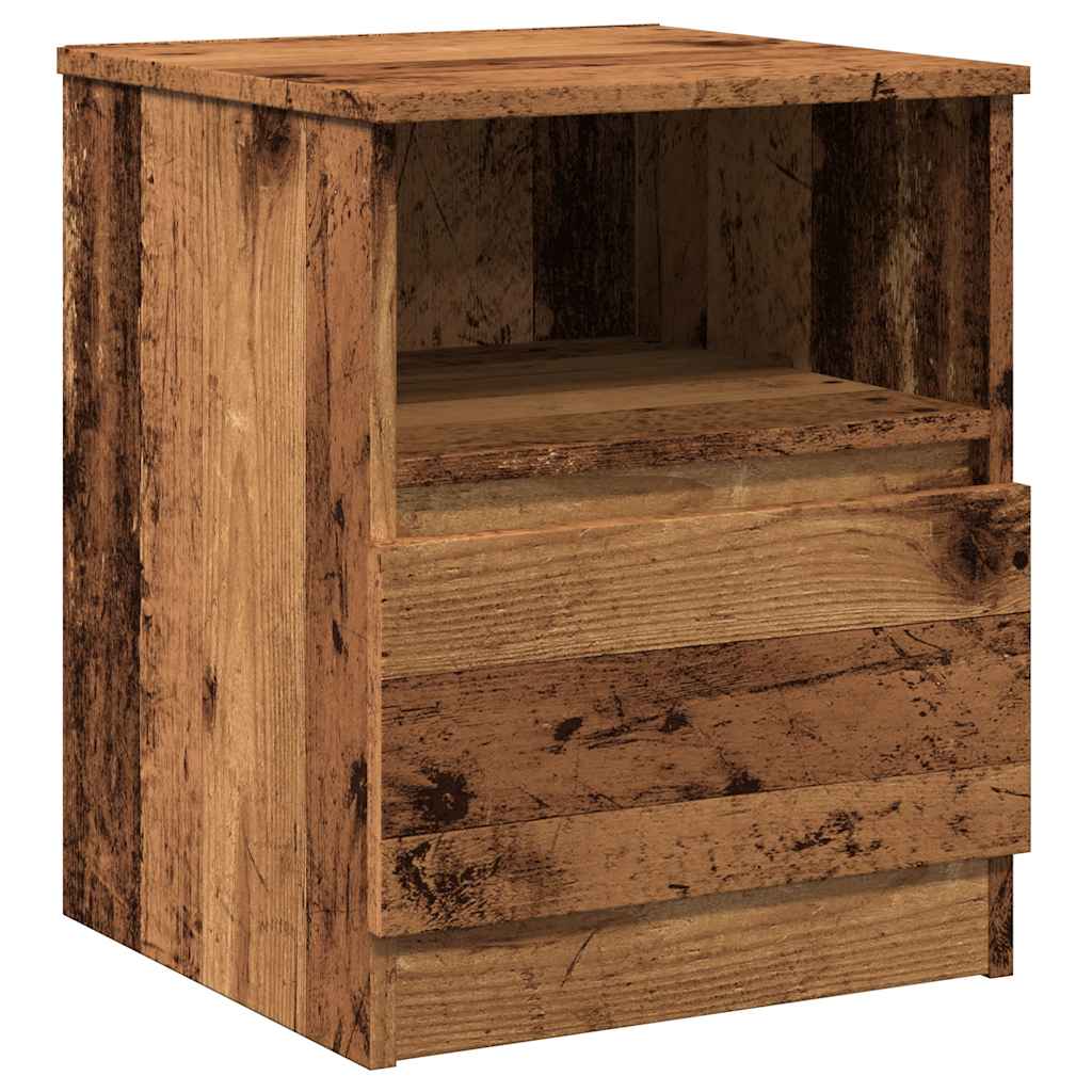 Mesita De Noche Madera De Ingeniería Envejecida 40x40x50 Cm_0