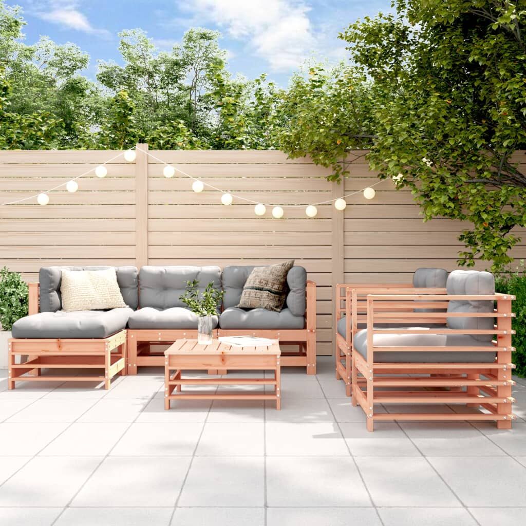 Vidaxl Juego De Muebles De Jardín 7 Pzas Madera Maciza Abeto Douglas_1