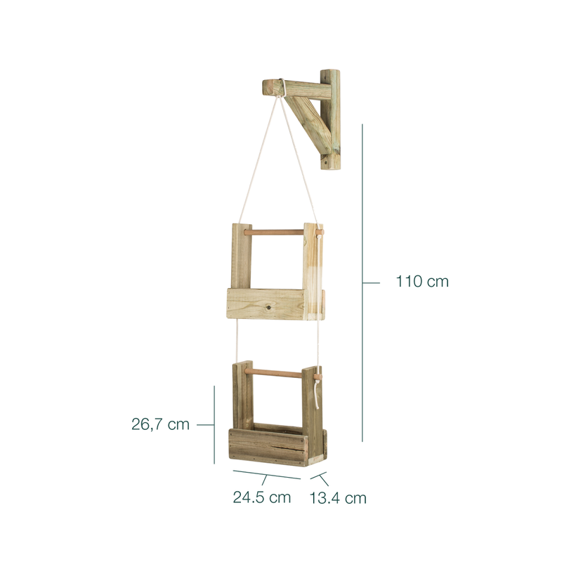Jardinera Colgante Woody 2b De Madera Tratada Para Exterior Hortalia_3