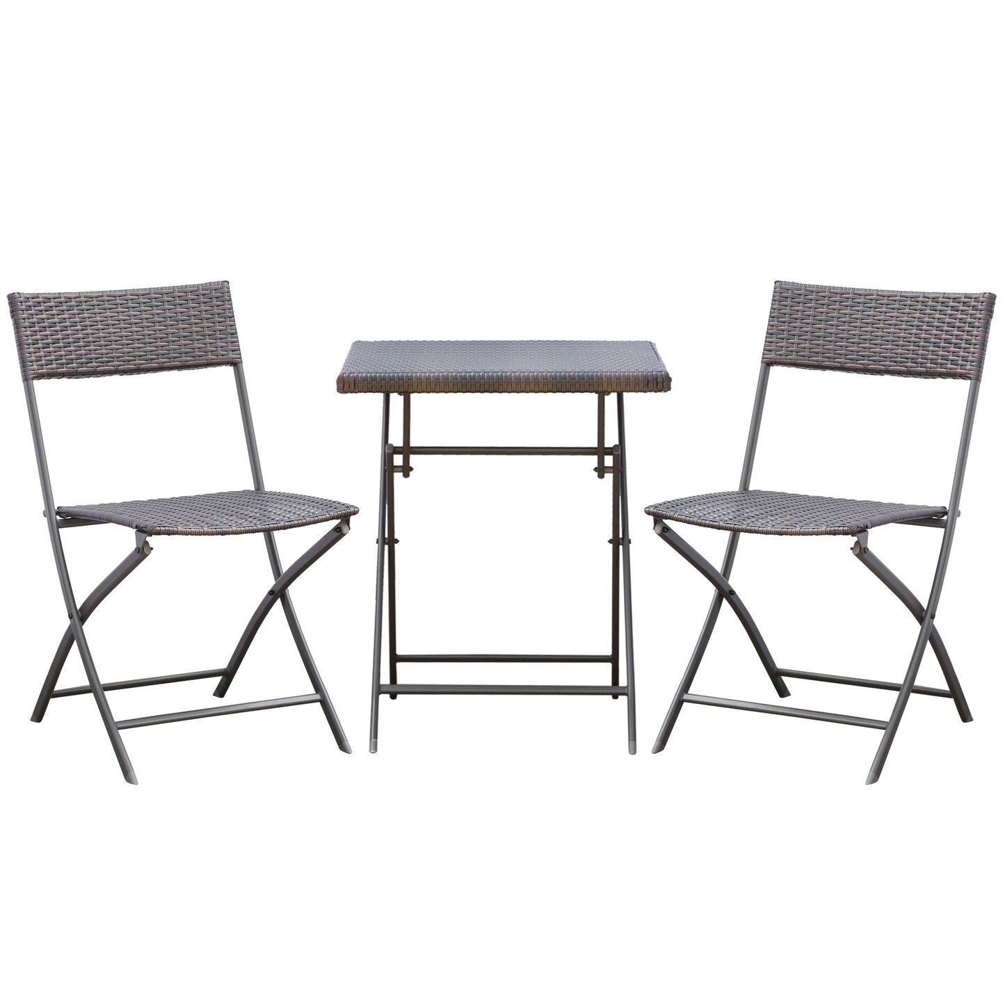 Outsunny Conjunto De Muebles Ratán De Jardín O Terraza 1 Mesa Y 2 Sillas_0