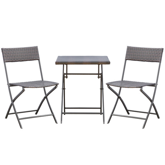 Outsunny Conjunto De Muebles Ratán De Jardín O Terraza 1 Mesa Y 2 Sillas_0