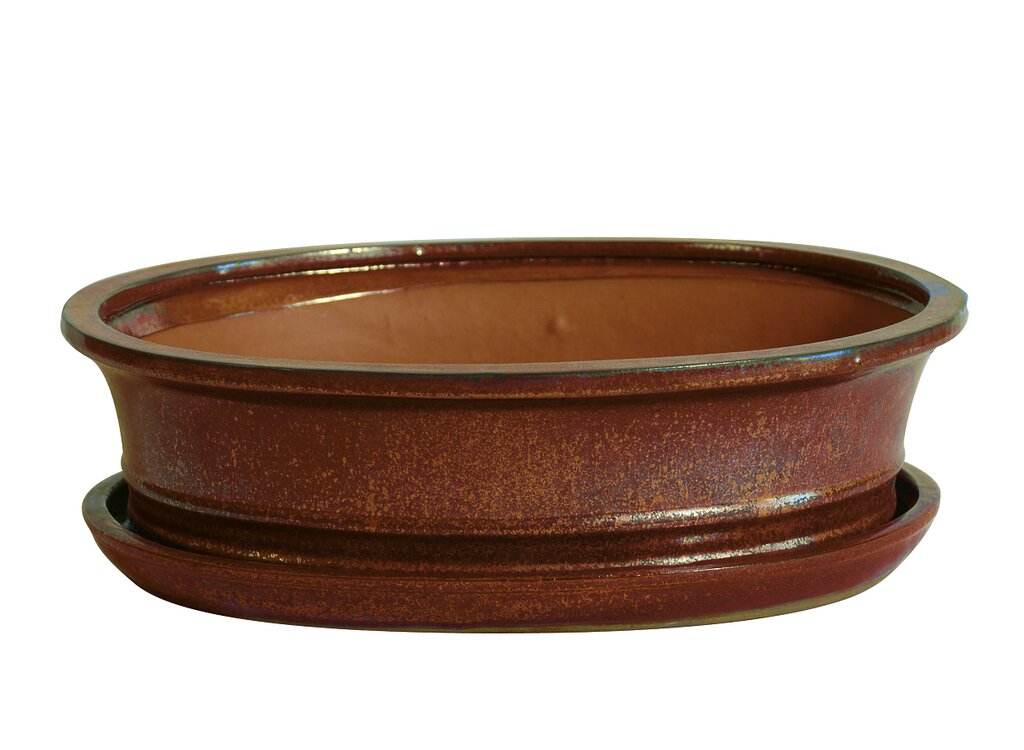 Tiesto Oval Rojo Con Plato 26x21x8cm