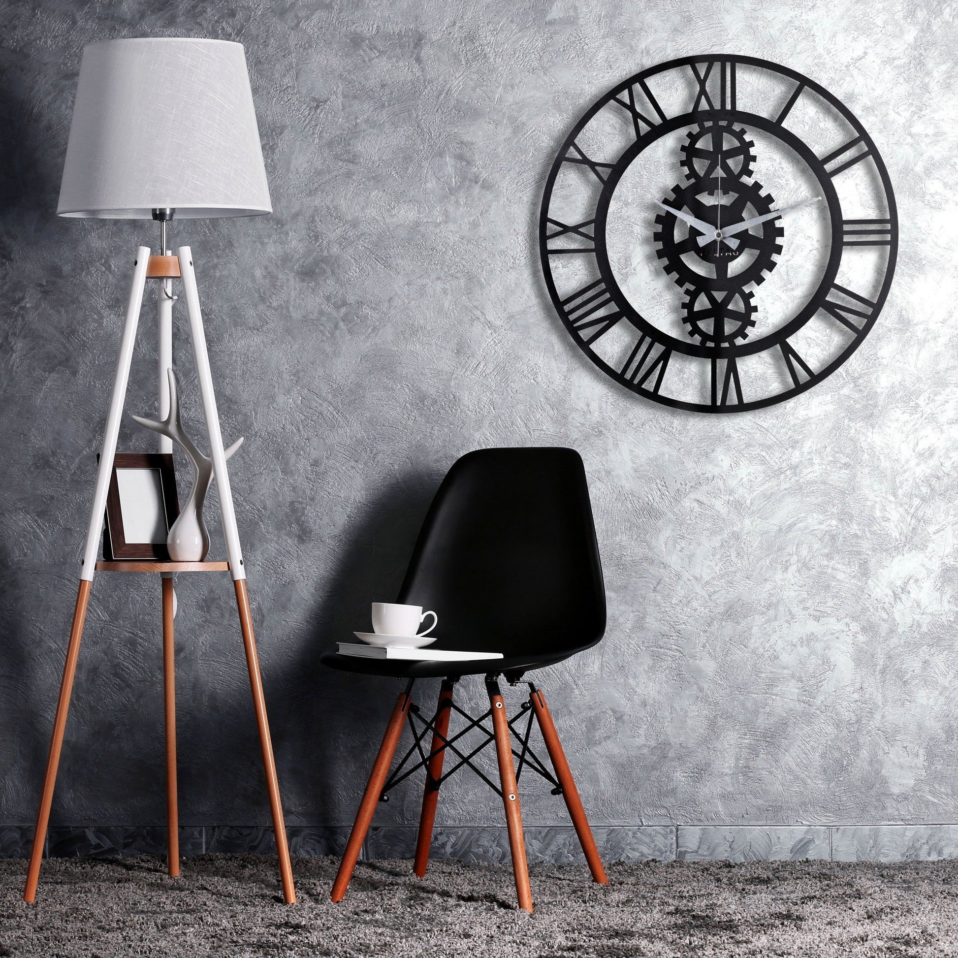 Reloj De Pared Metal Engranajes 50x50_4