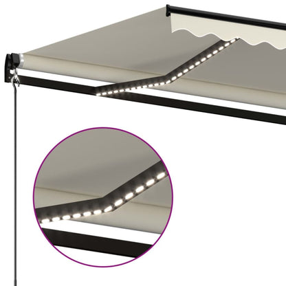 Toldo Manual Retráctil Con Led Color Crema 400x350 Cm_4