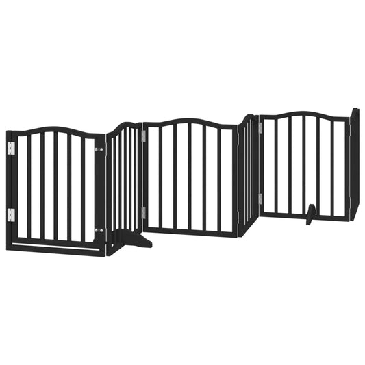 Vidaxl Puerta Para Perros Plegable 6 Paneles Madera Álamo Negra 300 Cm_0