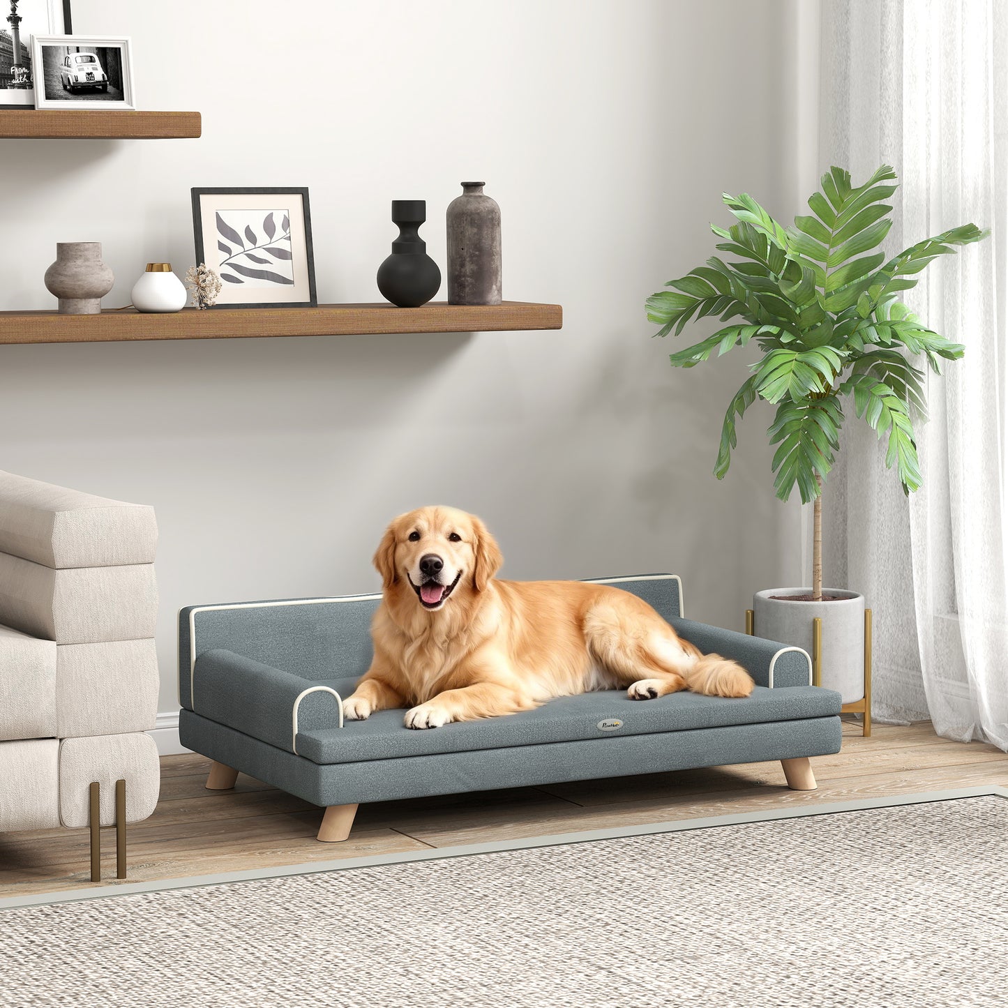 Pawhut Sofá Para Perros Grandes Y Medianos Tapizada En Chenilla 100x62x32 Cm_1