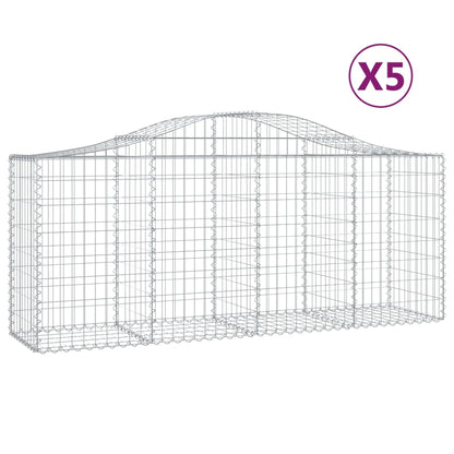Cestas De Gaviones 5 Uds Forma De Arco Hierro 200x50x80/100 Cm_0