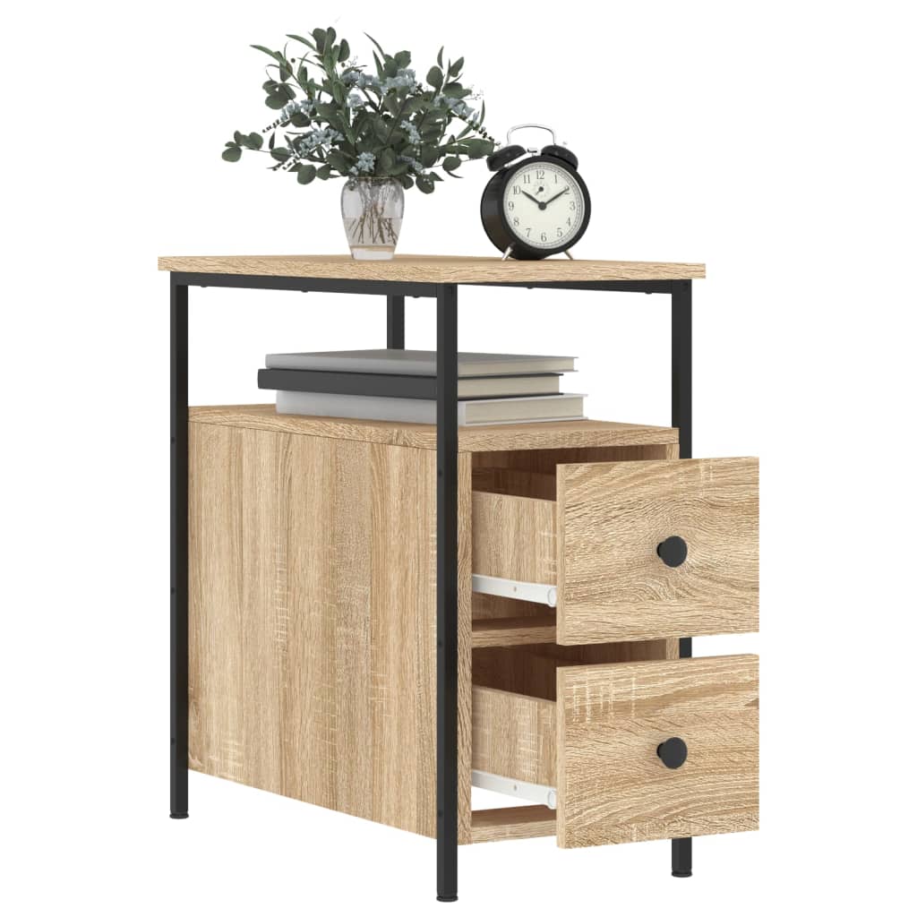 Mesitas Noche 2 Uds Madera Ingeniería Roble Sonoma 30x60x60 Cm_2