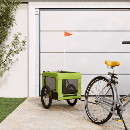 Vidaxl Remolque De Bicicleta Mascotas Hierro Tela Oxford Verde Negro_1