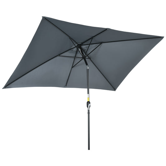 Outsunny Sombrilla Jardín Aluminio 200x300x253 Cm Inclinable Con Manivela Gris_0