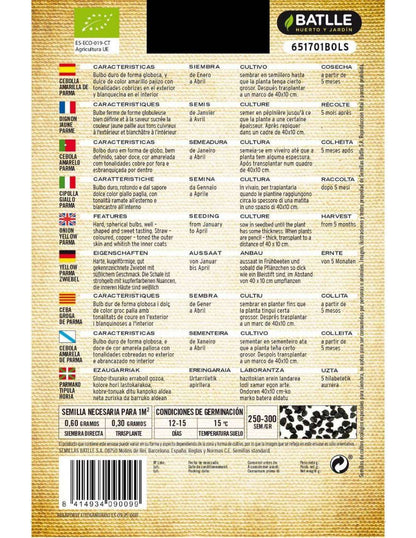 Semillas de Cebolla amarilla de Parma ecológicas Batlle