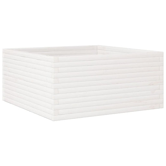 Jardinera Madera Maciza De Pino Blanco 100x100x46 Cm_0