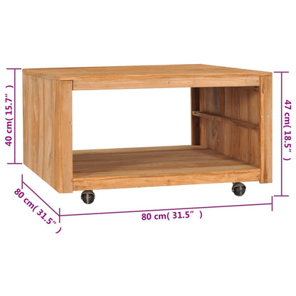 Mesa De Centro De Madera De Teca Maciza 80x80x40 Cm_4