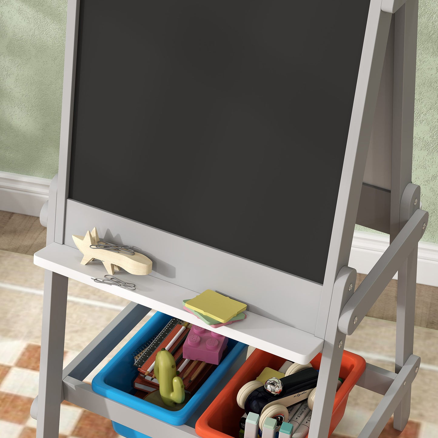 Aiyaplay Pizarra Infantil De Doble Cara Con Rollo De Papel Gris_4