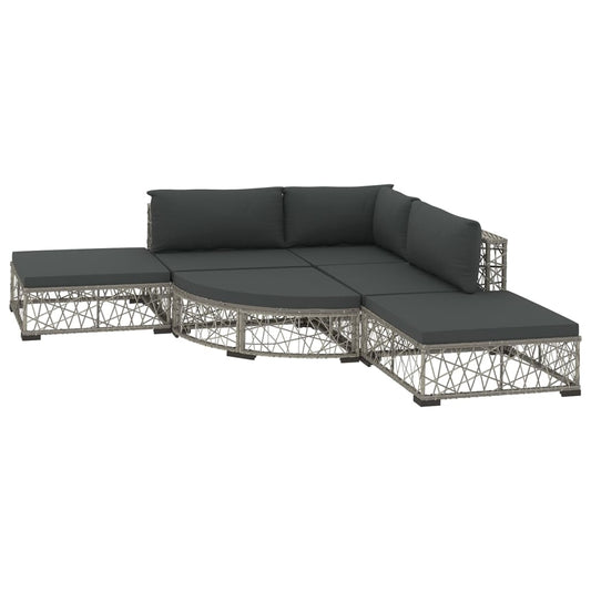 Vidaxl Set De Sofás De Jardín 6 Piezas Y Cojines Ratán Sintético Gris_0