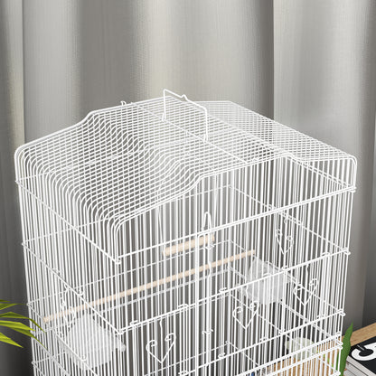 Pawhut Jaula Para Pájaros Con Puertas Comederos Y Bandeja 46,5x35,5x92 Cm Verde_4