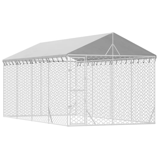 Vidaxl Perrera De Exterior Con Toldo Acero Galvanizado Plata 3x6x2,5 M_0