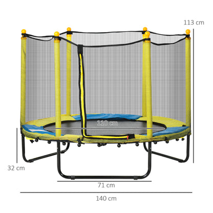Zonekiz Cama Elástica Infantil Con Red De Seguridad Ø140x113 Cm Amarillo_2