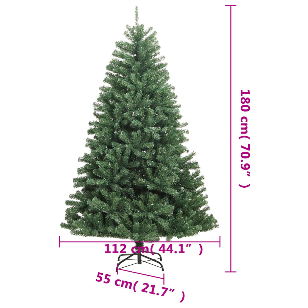 Vidaxl Árbol De Navidad Artificial Con Bisagras Y Soporte Verde 180 Cm_2