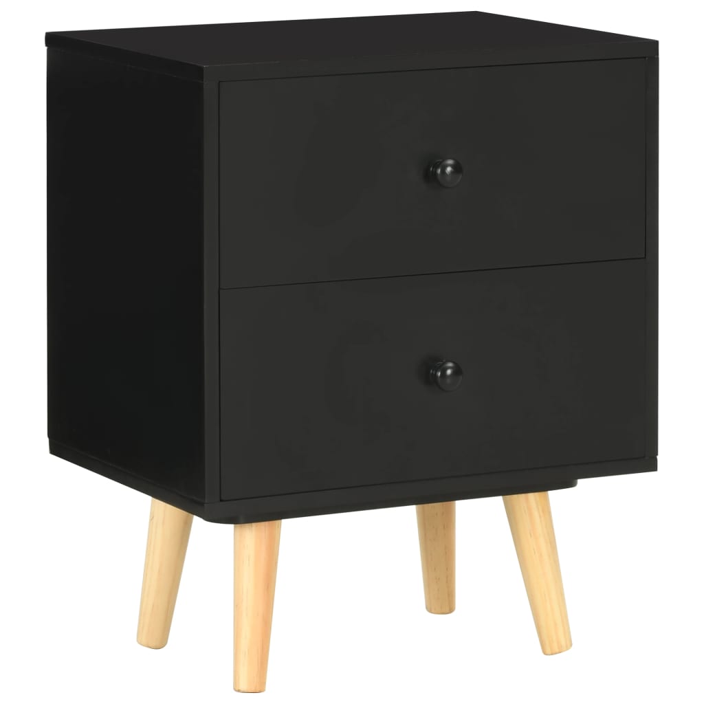 Mesitas De Noche 2 Unidades Madera Maciza Pino Negro 40x30x50cm_1