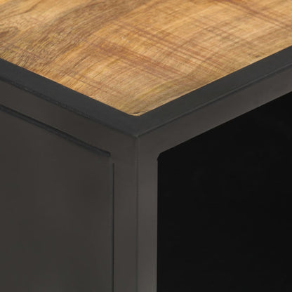 Mesa De Centro Madera De Mango Rugosa Y Caña Natural 90x50x35cm_3