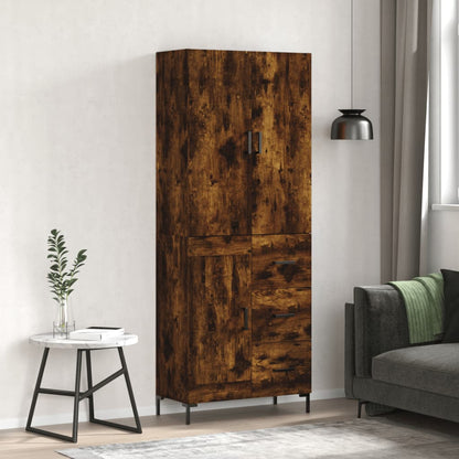 Aparador Alto Madera Contrachapada Roble Ahumado 69,5x34x180 Cm_0