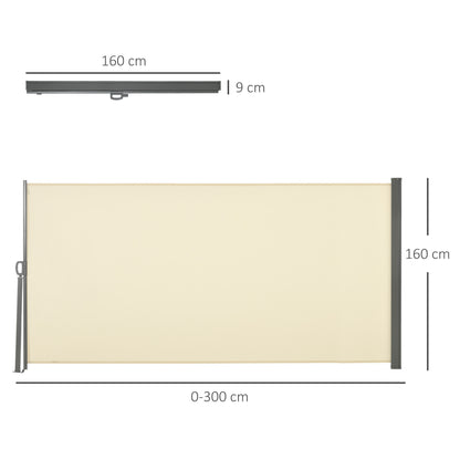 Outsunny Toldo Lateral Retráctil 300x160cm Pantalla Enrollable Para Jardín Crema_2
