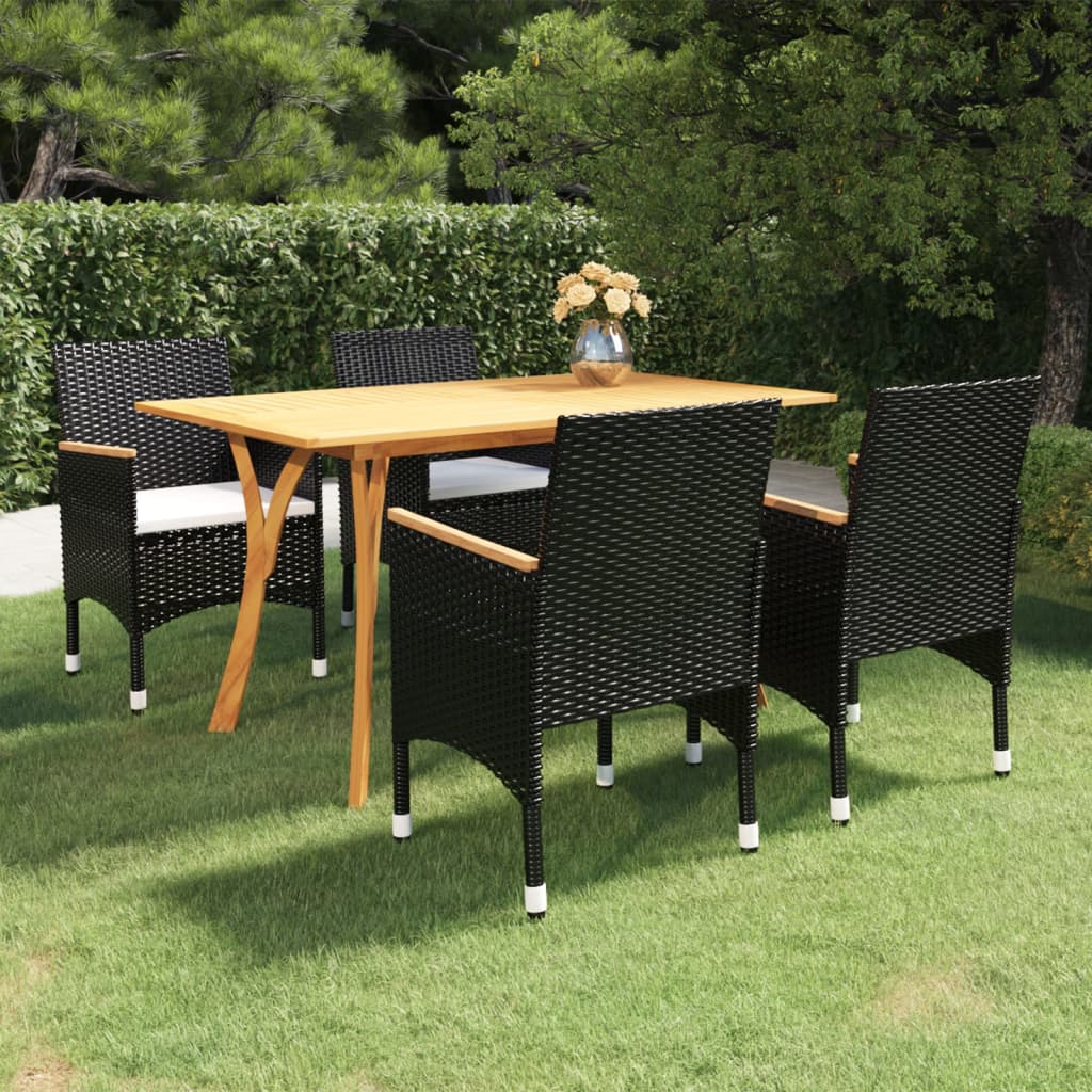 Juego De Comedor Para Jardín De 5 Piezas Negro / Vetonek_3