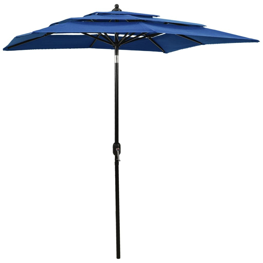 Vidaxl Sombrilla Jardín 3 Niveles Palo De Aluminio Azul Celeste 2x2 M_0