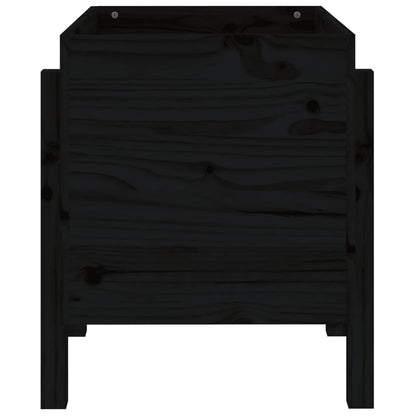Jardinera De Madera Maciza De Pino Negro 62x50x57 Cm_4