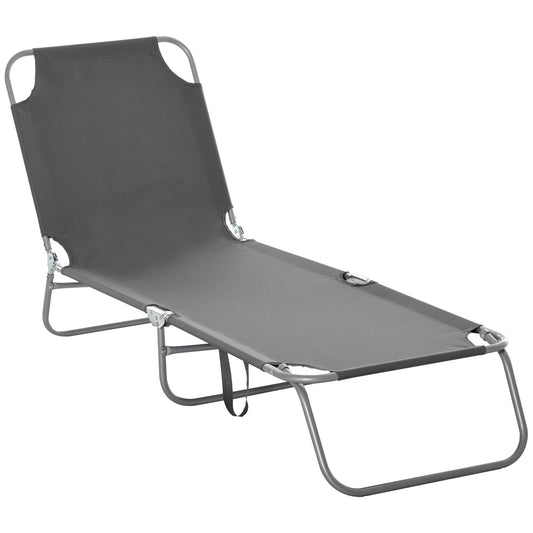 Outsunny Tumbona Plegable Con Respaldo Ajustable En 5 Niveles 187x55x24 Cm Gris_0