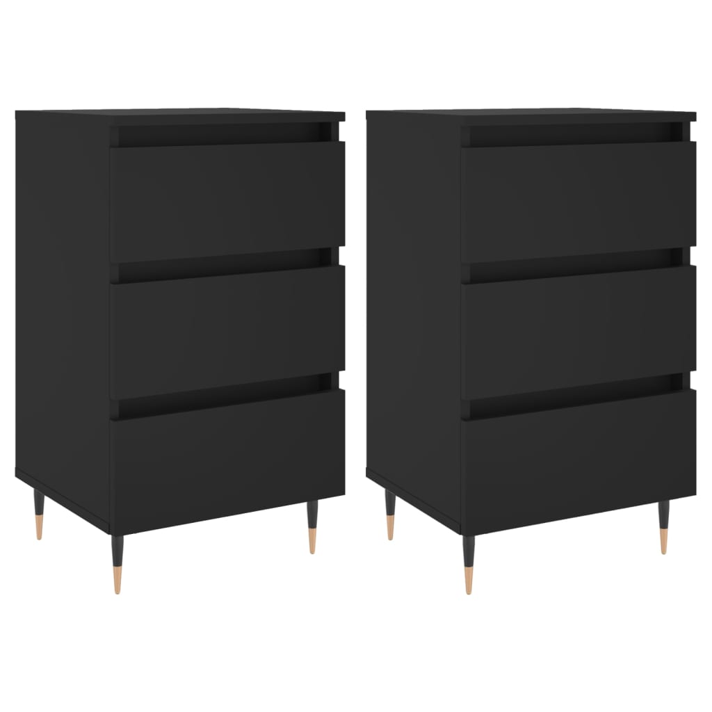 Mesitas De Noche 2 Uds Madera De Ingeniería Negro 40x35x69 Cm_0