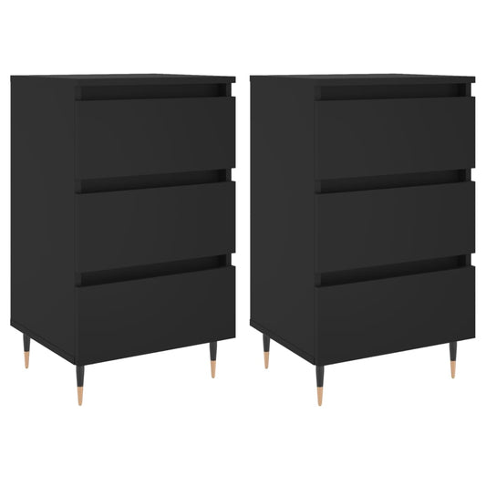 Mesitas De Noche 2 Uds Madera De Ingeniería Negro 40x35x69 Cm_0