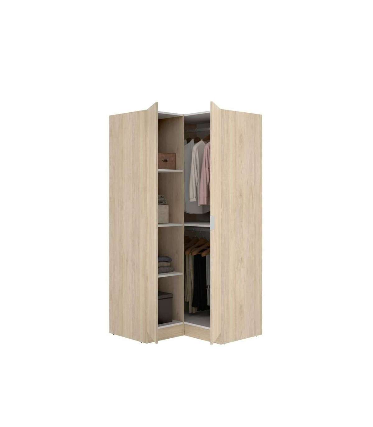 Armario Ropero Rincón Puertas Abatibles Jaén Acabado Natural, 184 Cm(alto)90.5 Cm(ancho)_0