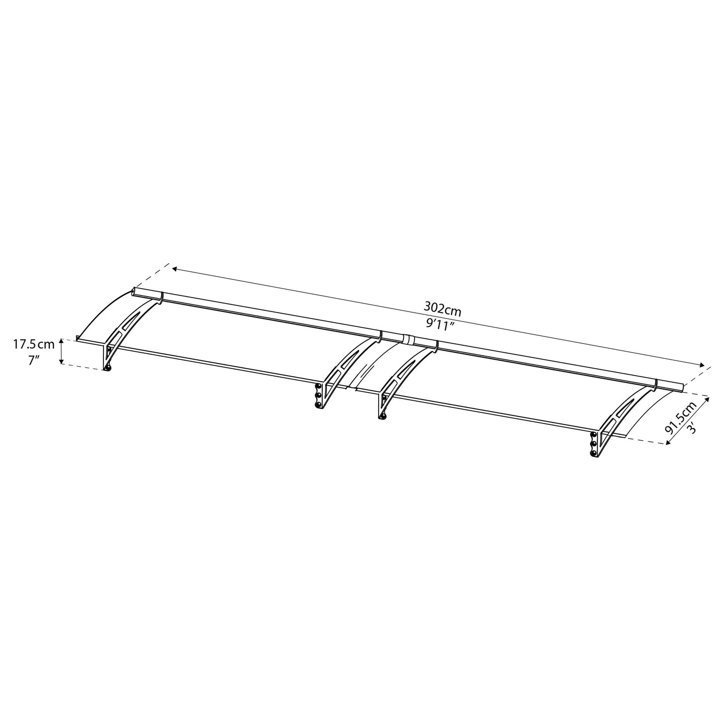 Marquesina para puerta Aquila 302x91 cm